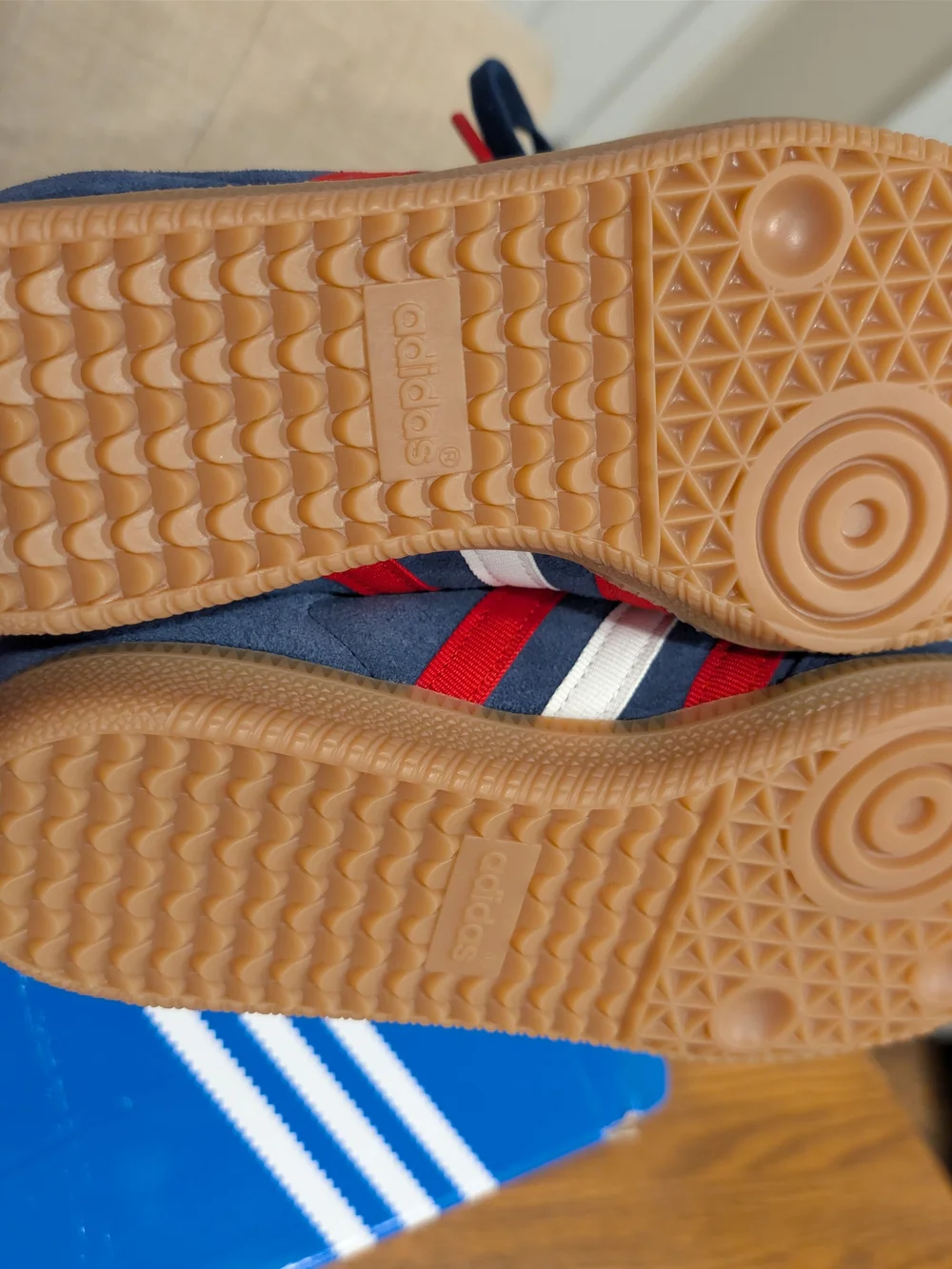 Adidas Samba OG FIFA World Cup Suede Sneakers - Navy with Red & White Stripes